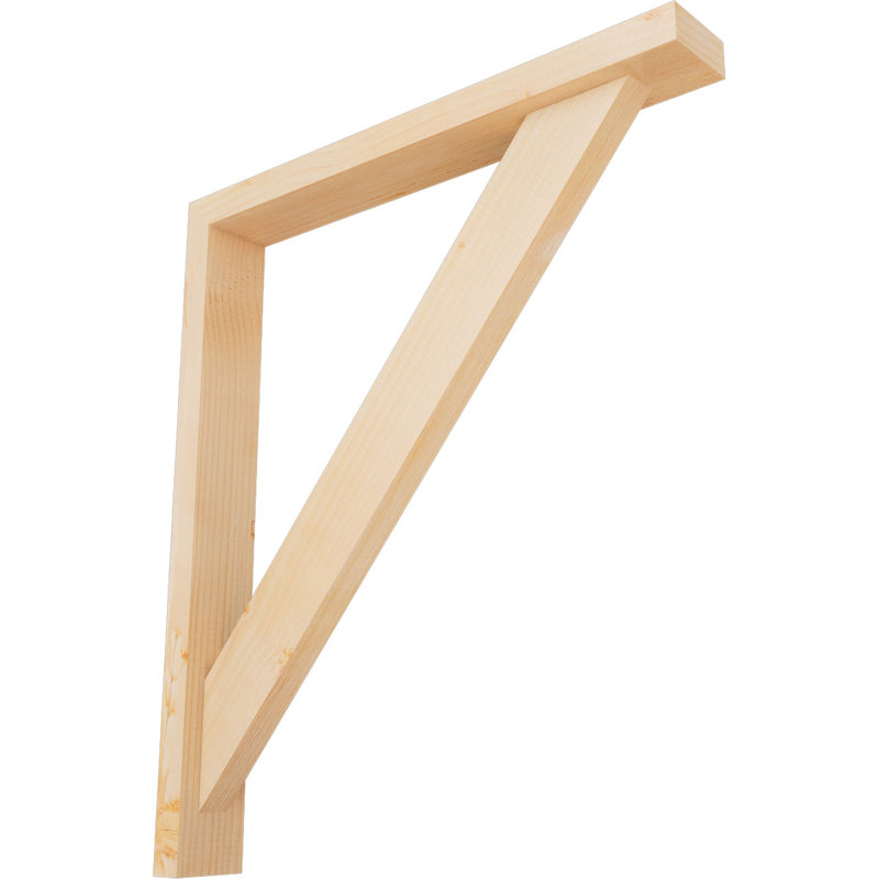 3 1/2"W x 26"D x 30"H Traditional Block Smooth Bracket w/ Offset Brace, Douglas Fir, 30 x 26, 3 1/2"W Douglas Fir (Smooth)