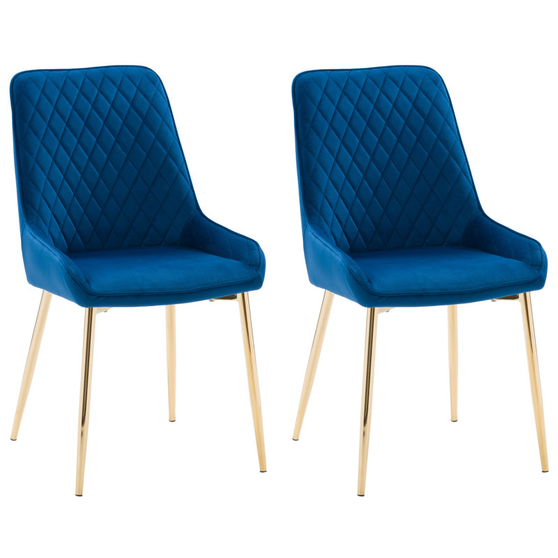 Chaise d'appoint en velours Maurio, Bleu marine