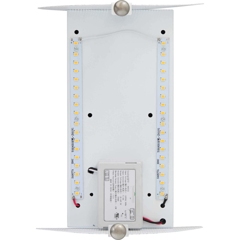 Applique murale 1 lumière DEL d'intérieur en nickel brossé avec abat-jour en verre blanc et motif de vitre