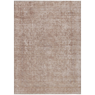 10' X 14' Copper And Beige Abstract Washable Indoor Outdoor Area Rug