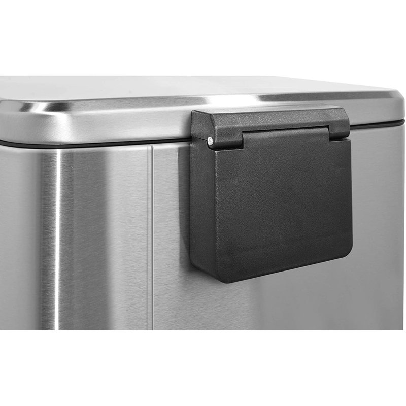 Fingerprint Resistant Brushed Stainless Steel Step-On Trash Can Set