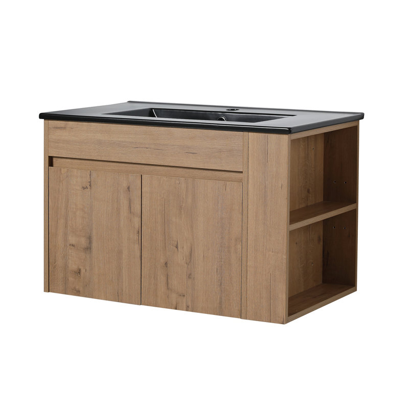Bathroom Vanity With Ceramic Basin, Black