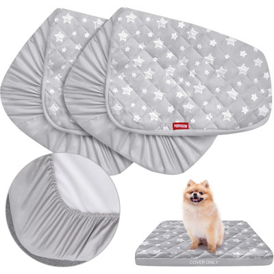 Dog Bed Covers Replacement Washable 2 Pack, Waterproof Dog Bed Covers Dog Pillow Cover Quilted, Pet Bed Cover Lovely Grey Star Print, Puppy Bed Cover 16X25 Inches, For Dog/Cat, Cover Only