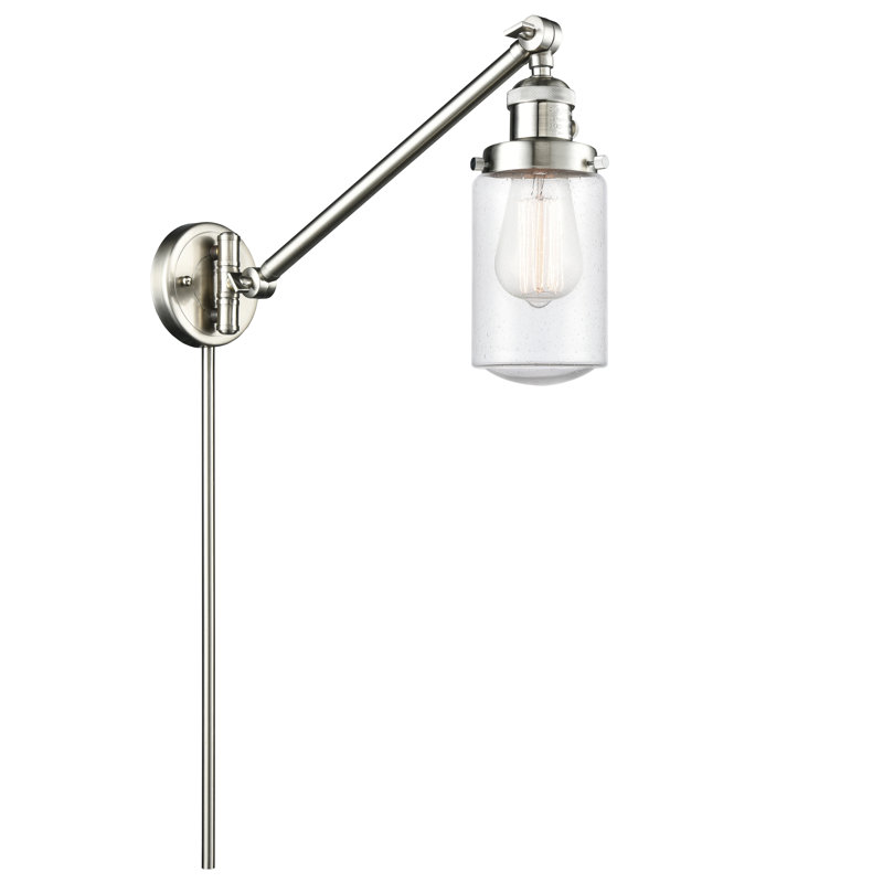 Saroyan Plug-in Swing Arm Sconce, Brushed Satin Nickel, Seedy, 60 Watt Vintage Incandescent Bulb