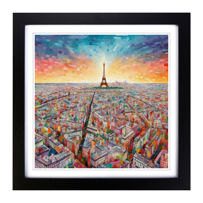 City Of Paris Color Field - Single Picture Frame Print on Wood, Black