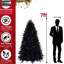 Arbre de Noël et de décoration artificiel noir 6 pi, 350 blanc, 1460 pointes Pe +, structure à charnières, support en métal, arbre sécuritaire à long terme avec lumières à DEL, parfait pour la décoration, stabilité de la base des branches-534165792