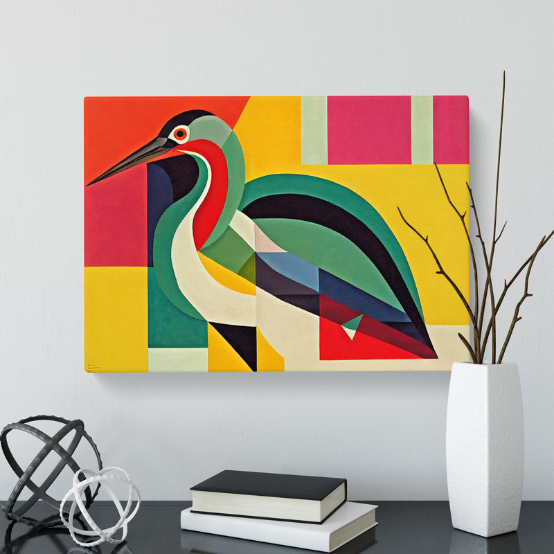Heron Bird Abstract - Wrapped Canvas Print, 35cm H x 50cm W x 3cm D