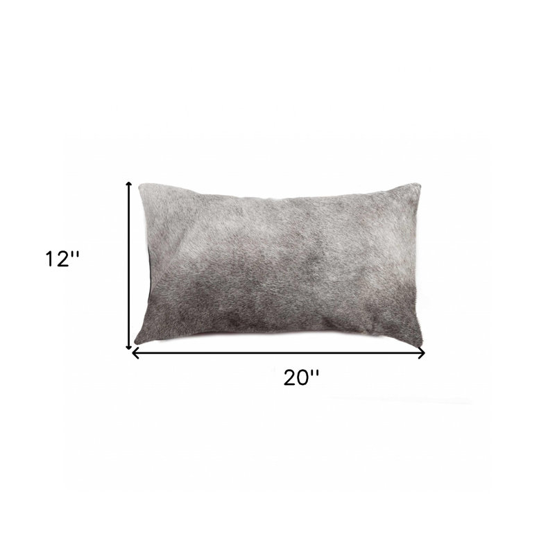 Oreiller 12 po x 20 po en peau de vache grise