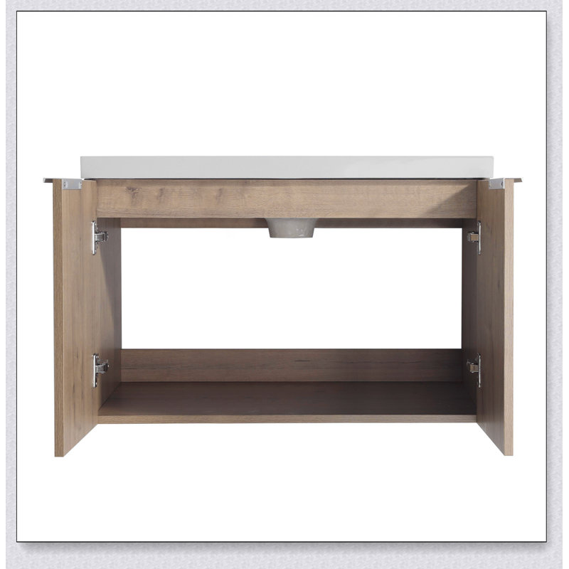 Meuble-lavabo à fermeture en douceur avec lavabo, 30 pouces pour petite salle de bain, 30X18-00630 IMO (KD-Packing)