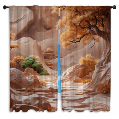 Rideaux de fenêtre de paysage d'automne obscurcissant et obscurcissant - 2 panneaux