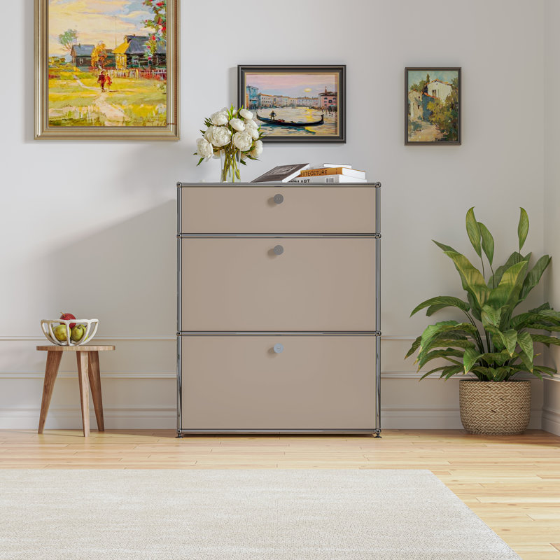 Lateafa 29.52 Wide 3 - Shelf Storage Cabinet, Begie