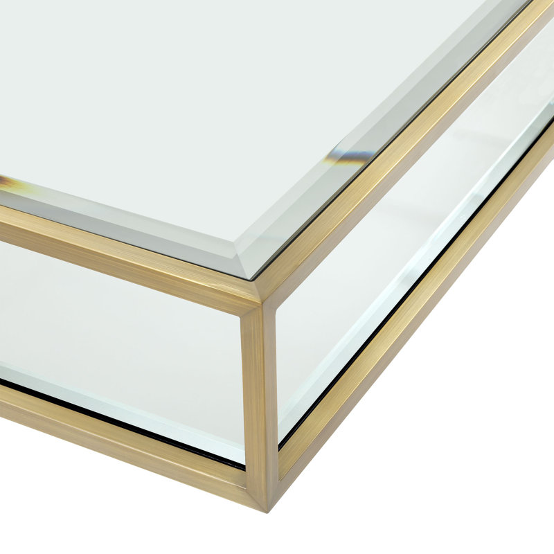 Tortona Glass Coffee Table, Brass