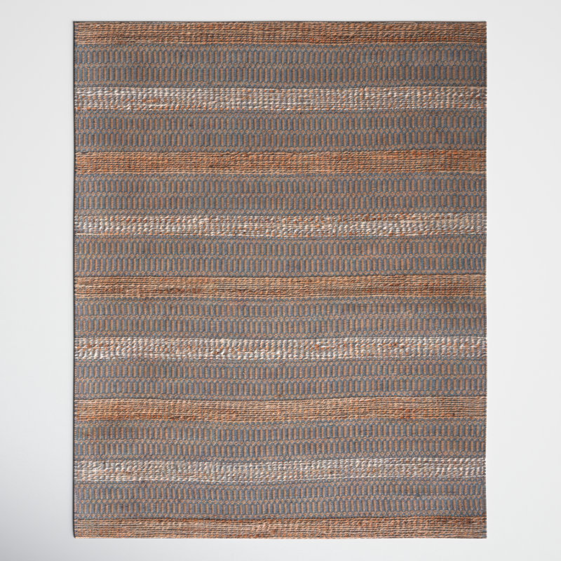 Tapis gris / naturel à tissage plat Soliz, Rectangle 6 pi x 9 pi