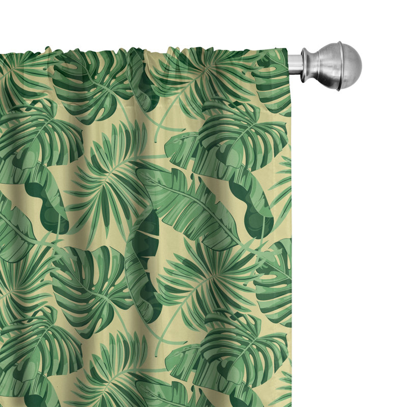 Jungle Floral Semi-Sheer Rod Pocket Curtain Panels, 28" x 84"