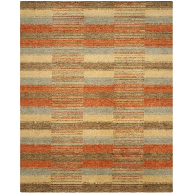 Frann Hand Loomed Wool Striped Rug, Rectangle 9' x 12'