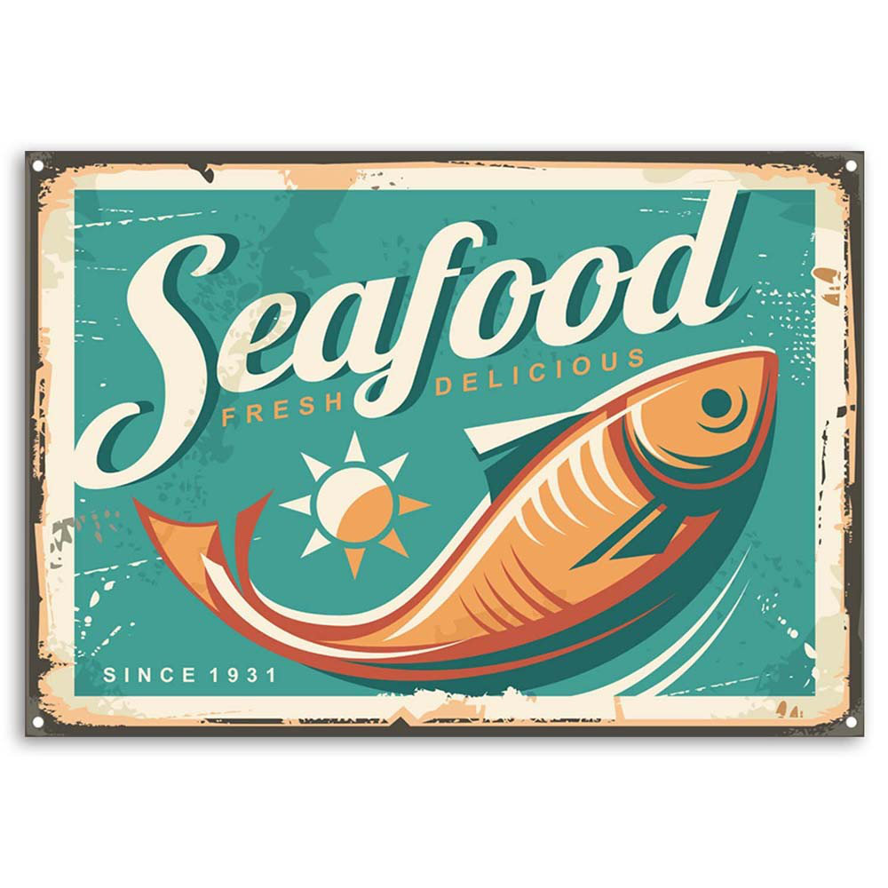 Leinwandbild Retro Seafood