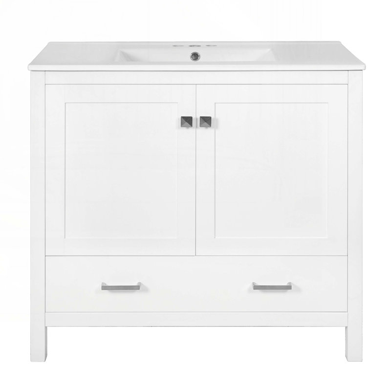 Meuble-lavabo 36 po avec lavabo en céramique, Blanc