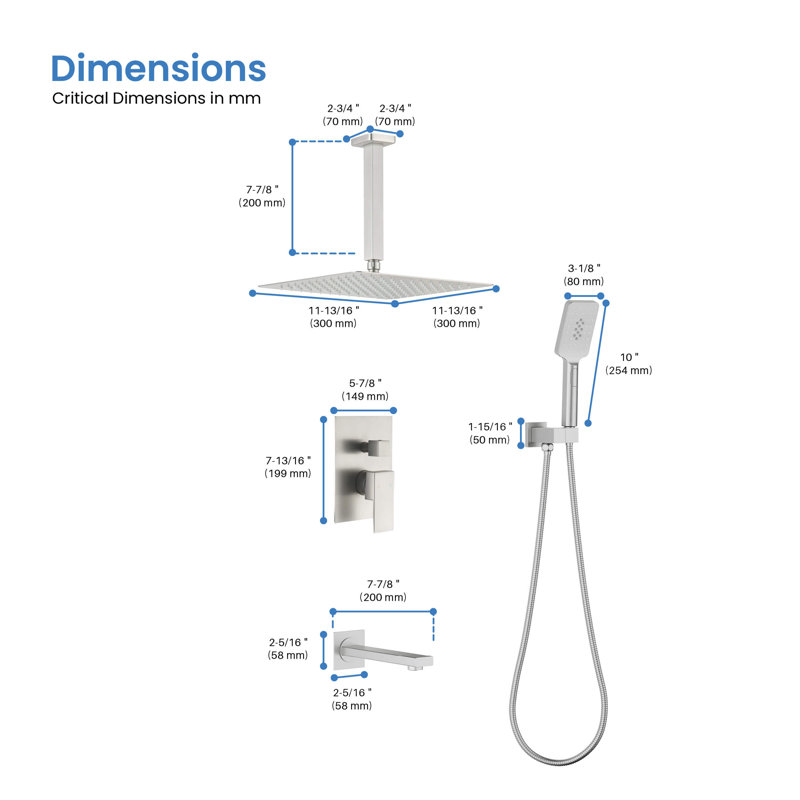 Dual Function Complete Shower System with Rough in-Valve, Brushed Nickel