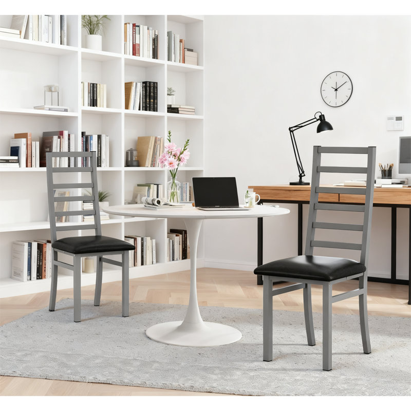 Ensemble de 2 chaises de salle à manger modernes en métal avec pieds en acier, Gris, 2