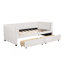 Lit de jour simple tapissier avec dossier ergonomique et 2 tiroirs, beige-1365236707