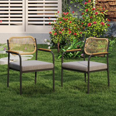 Chaises de patio en métal et rotin