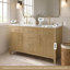 Meuble-lavabo double 55 po avec comptoir en granite blanc Calacatta