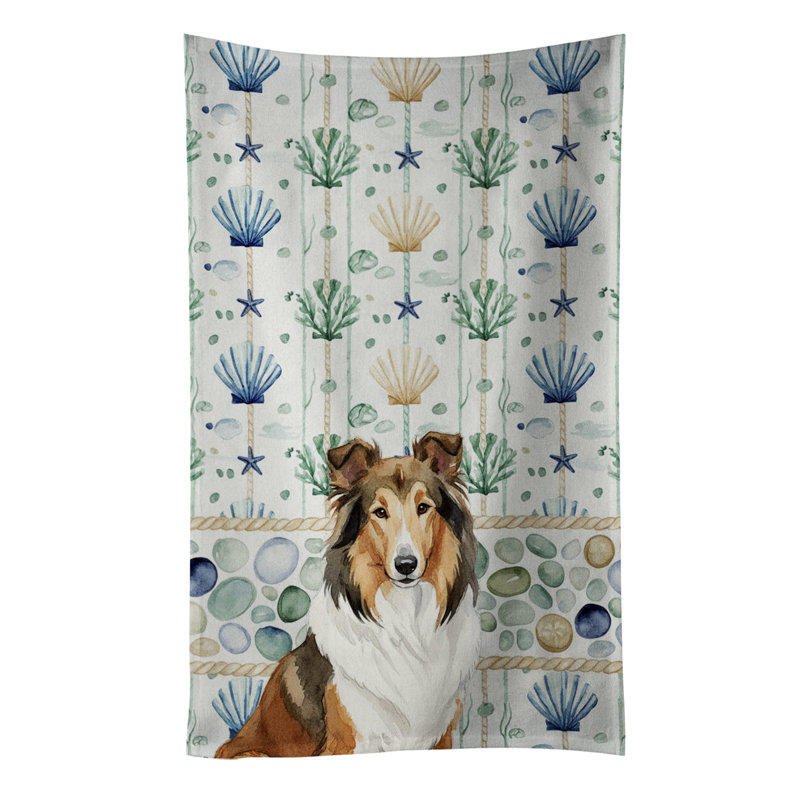 Sable Collie Coastal Sea Glass Kitchen Towel, Sable Collie