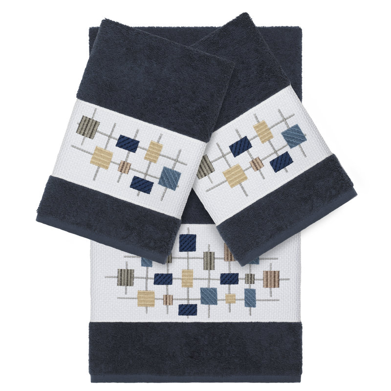 Ensemble de serviettes 3 pièces Khloe, Bleu minuit