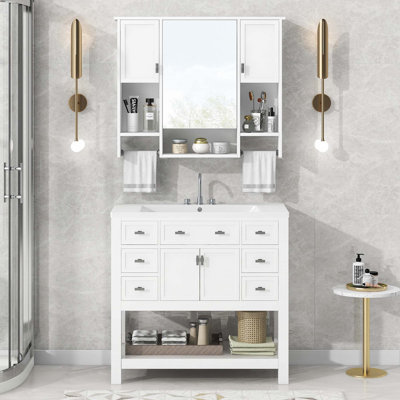 Meuble-lavabo 36 po avec lavabo supérieur et armoire à miroir