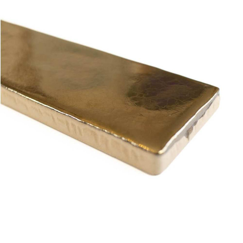 Carreau de céramique brillante dorée 2 po x 10 po Midas