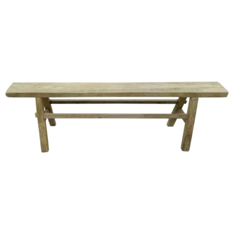 Banc en bois massif Hajri, Gris, H 20 po x l 49 po x P 7 po