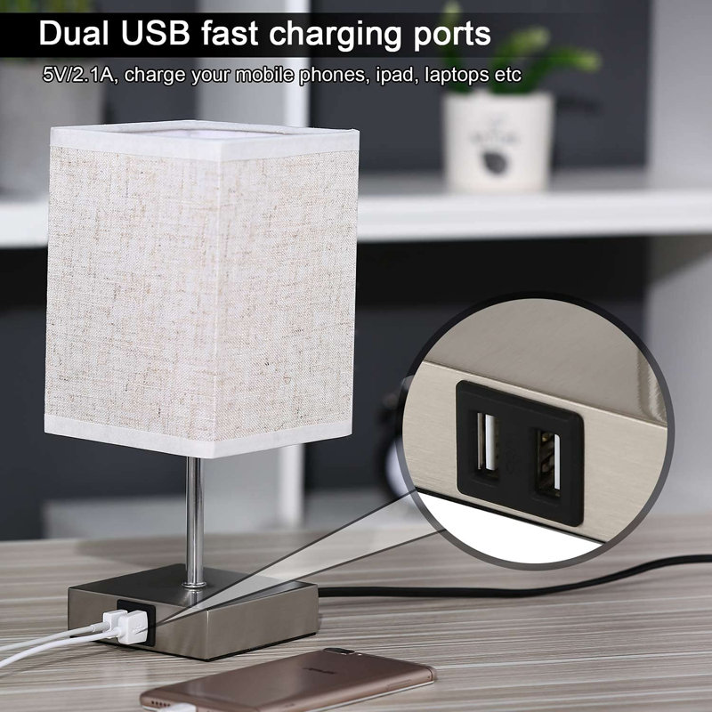 Arnitha Metal USB Table Lamp, White
