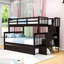 Lit superposé simple au-dessus d'un lit double avec lit gigogne simple-1340919348