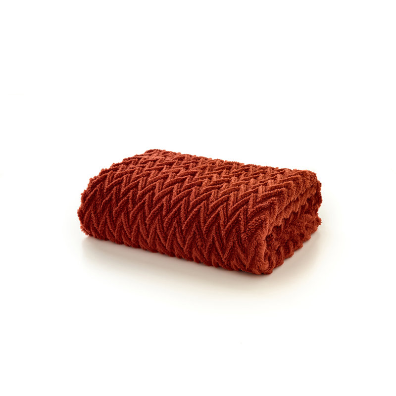 Tadcaster Luxury Soft Chevron Throw 140x180cm Warm Throw Blanket, Red
