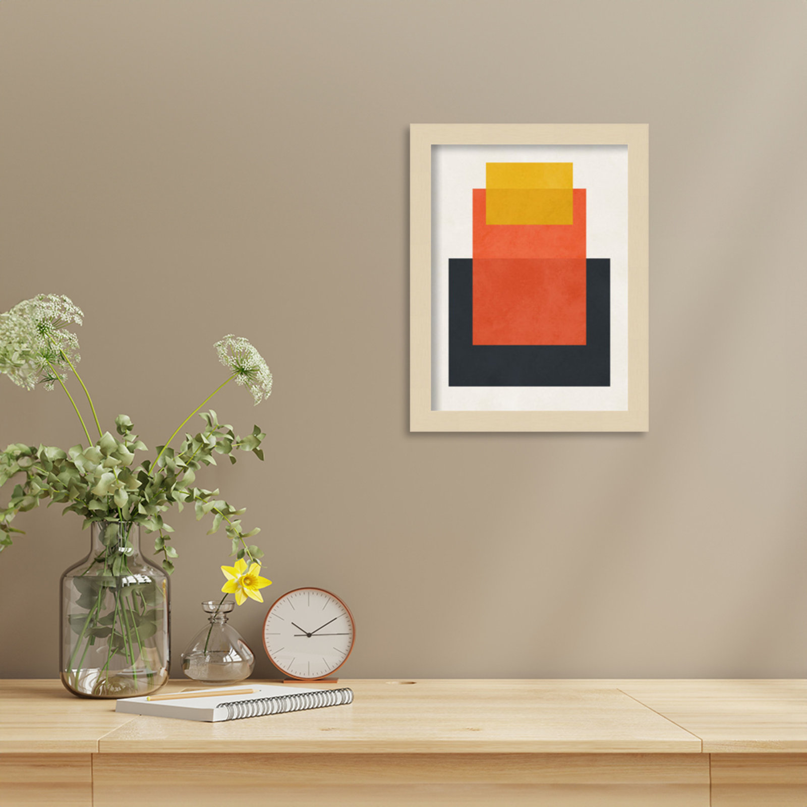 Overlapping Geometry 10 Print, 13" H x 10" W, Brown/Orange, Brown