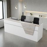 78.74-Inch Vintage Front Desk with Lockable Drawers, Perfect for Reception or Computer Use