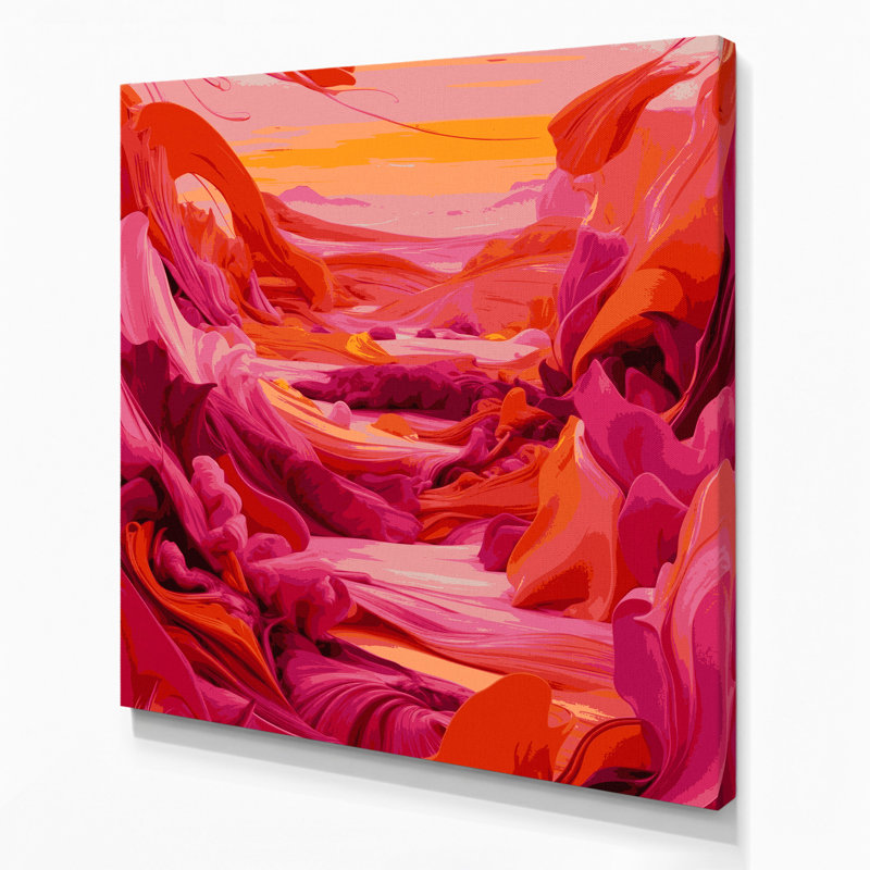 «Abstract Landscape 6», art mural sur toile rouge, H 12 po x l 12 po