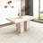 Rectangular extendable dining table, suitable for 6-10 people, with veined travertine pattern, dimensions 160-200 cm, simple and elegant.
