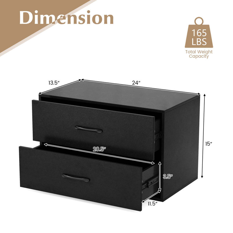  Commode de rangement empilable à 2 tiroirs avec trousses anti-garniture
