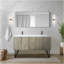 Meuble-lavabo double en acacia rustique 60 po X P 20 po D, plateau en marbre de culture, ensemble de robinet en métal Miroir