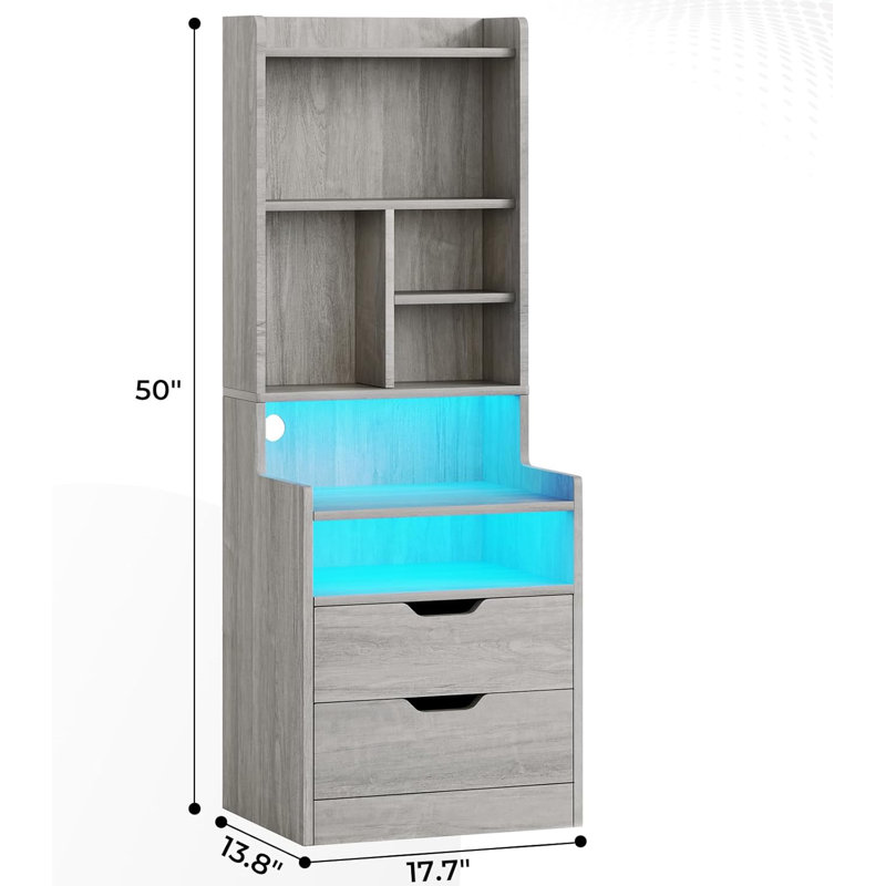 Ensemble de 2 grandes tables de chevet, Gris