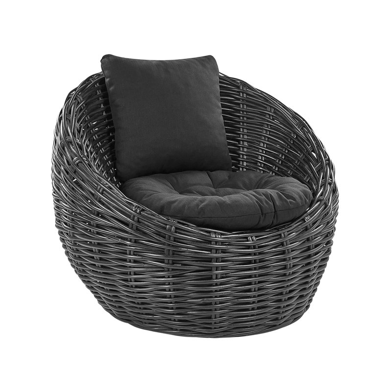 Craman Wicker Outdoor Lounge Chair, Black, Black