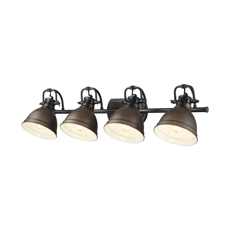 Ensemble de meuble-lavabo 4 lumières Brynnan, Noir mat, Bronze huilé