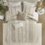 Édredon 3 pièces rayé taupe double / grand - housse en coton, rembourrage, rayures avec bordure, style visible, style,