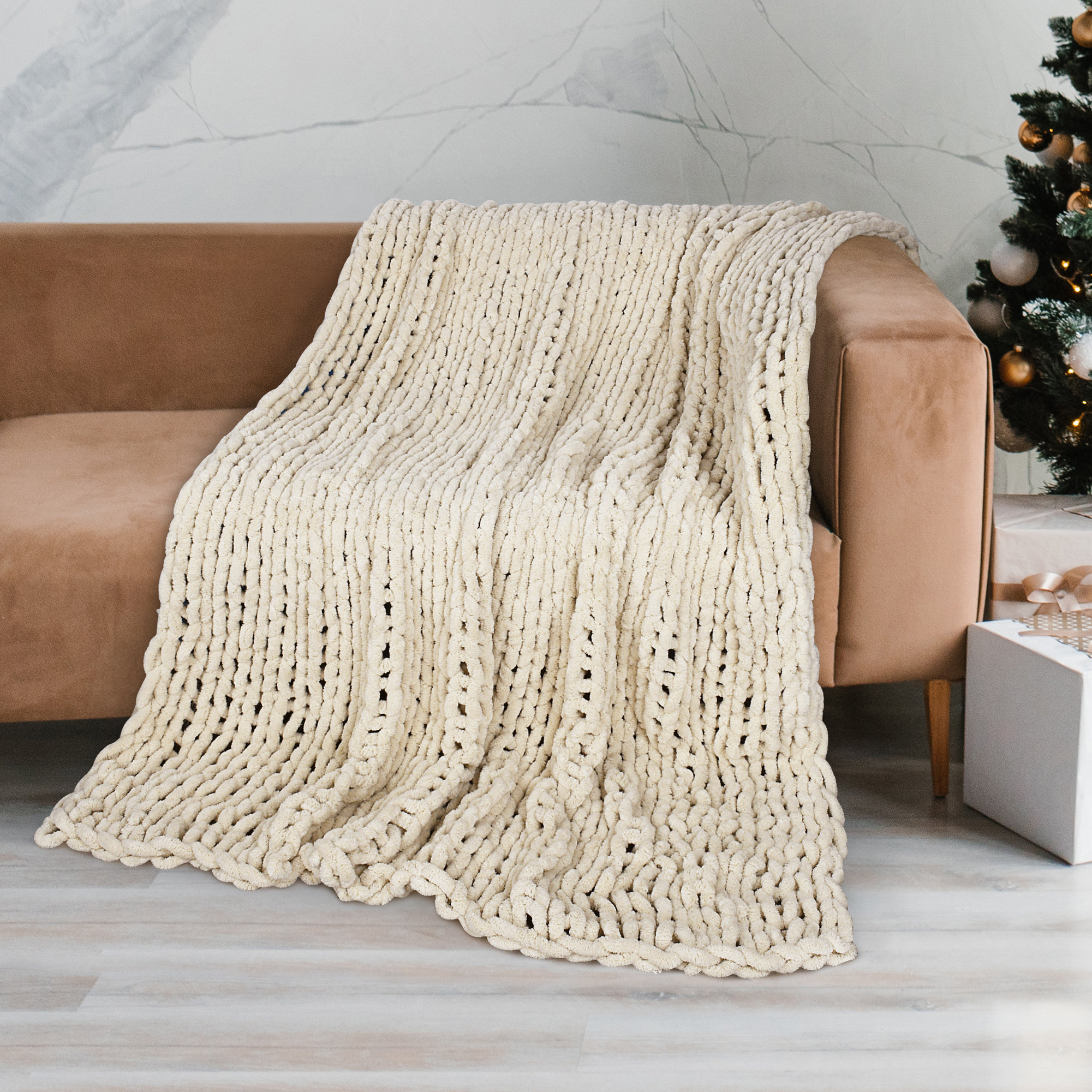 Luxury Warm Chunky Knitted Thick Blanket Yarn Throw Sofa Blanket Small &  Large