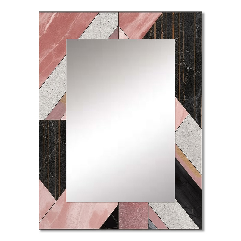 Kincheloe marbre granit agate avec des touches d'or - miroir géométrique, miroir mural moderne unique, art imprimé en métal