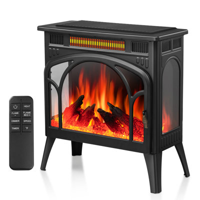 5100 Btu Vintage Electric Fireplace Heater With Adjustable Flame Effects, 12 Colour Options & Overheat Protection, Portable 24" Design, Dual Heat Settings, Perfect For Home/office