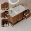 Meuble-lavabo autoportant 36 po avec lavabo en céramique et plateau en pierre frittée 36 po, meuble-lavabo en bois et or pour la salle de bain-397760588