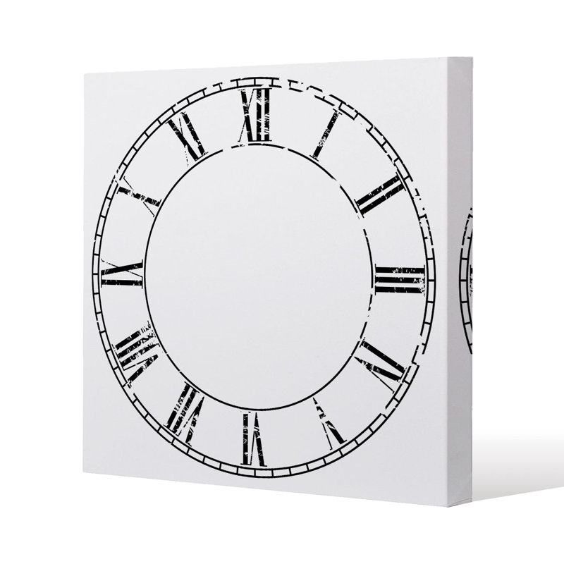 Roman Numeral Clock Slim Style Canvas Print, 15mm Slim Real wood., 60cm H x 60cm W