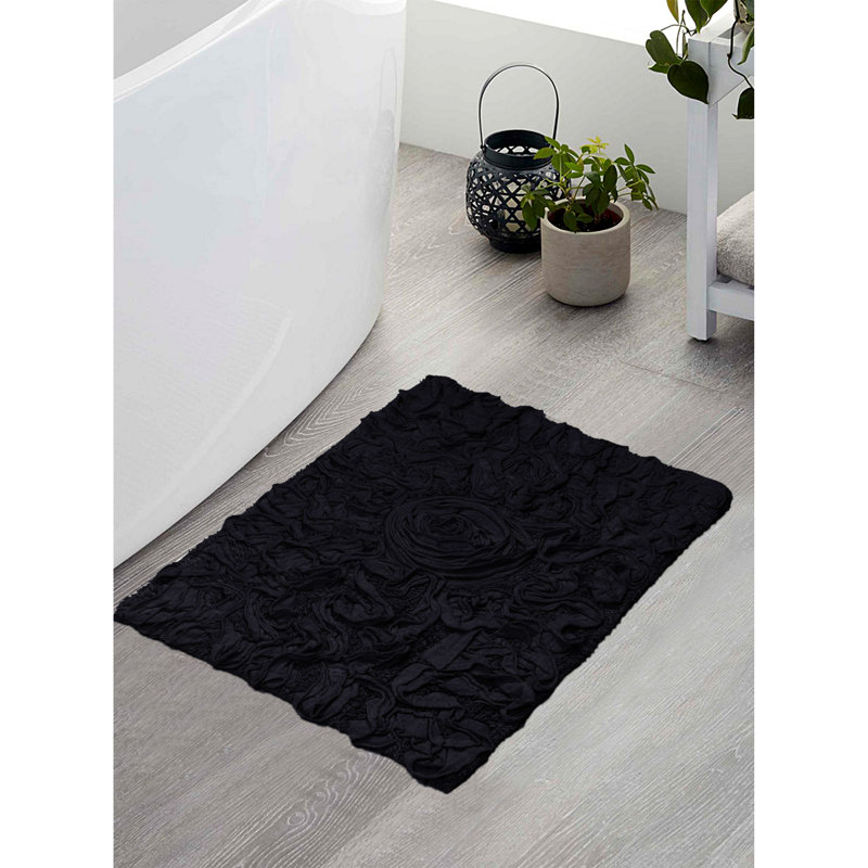 Tapis pour salle de bain Schoenberger, L 24 po x l 17 po, Noir, noir, noir, noir